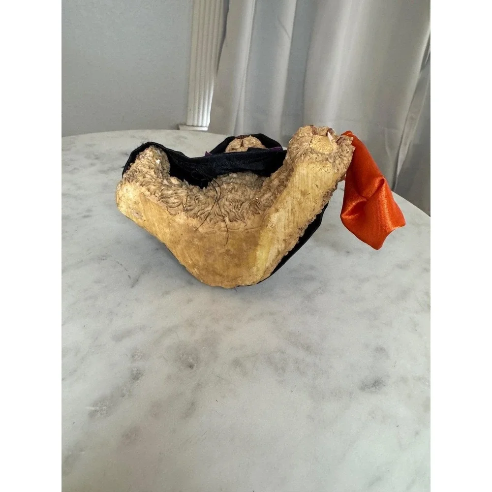 Vintage Halloween Witch Teddy Bear Figurine Resin Collectible Black Orange 5.5